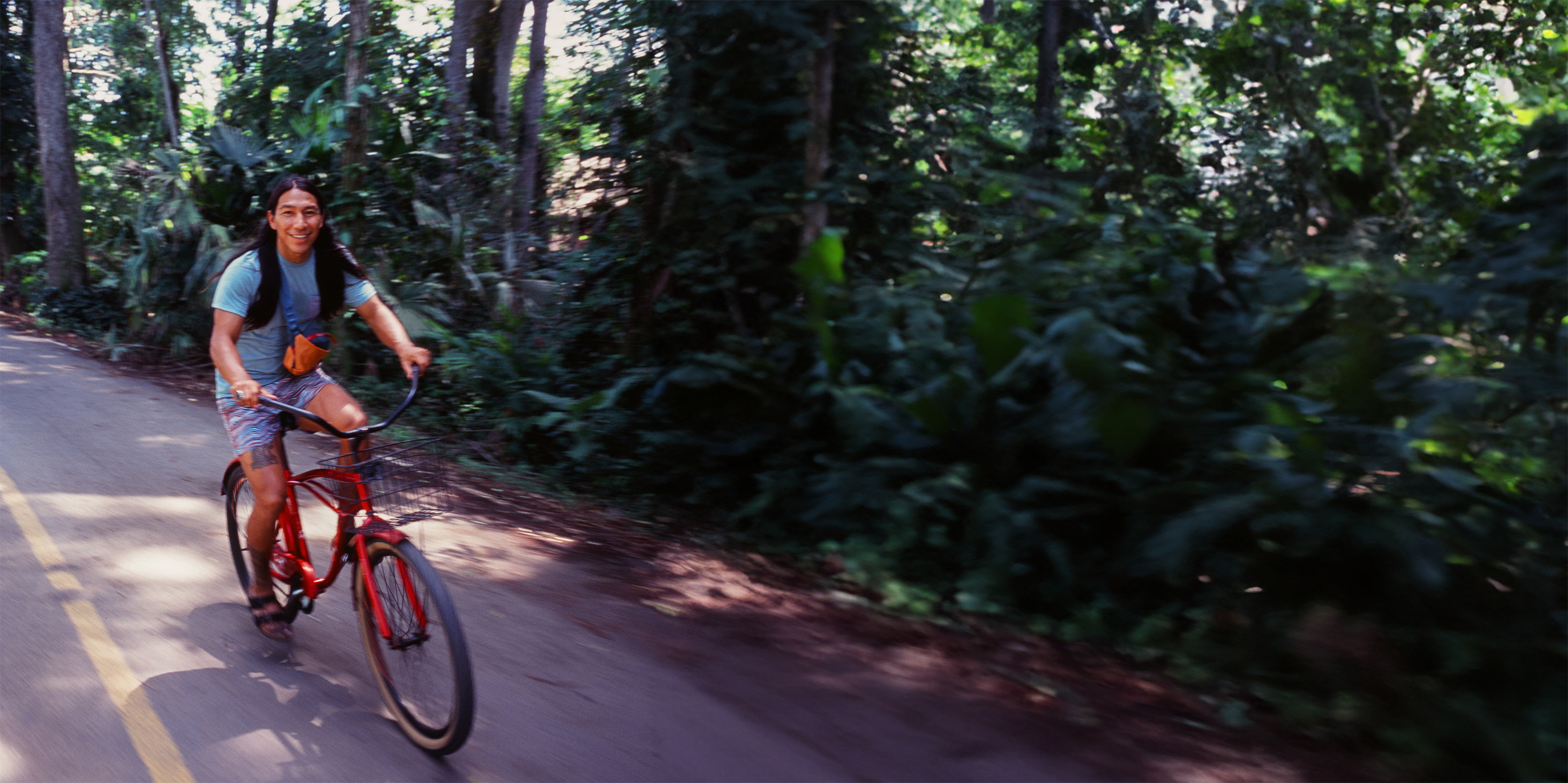 A man riding a bike