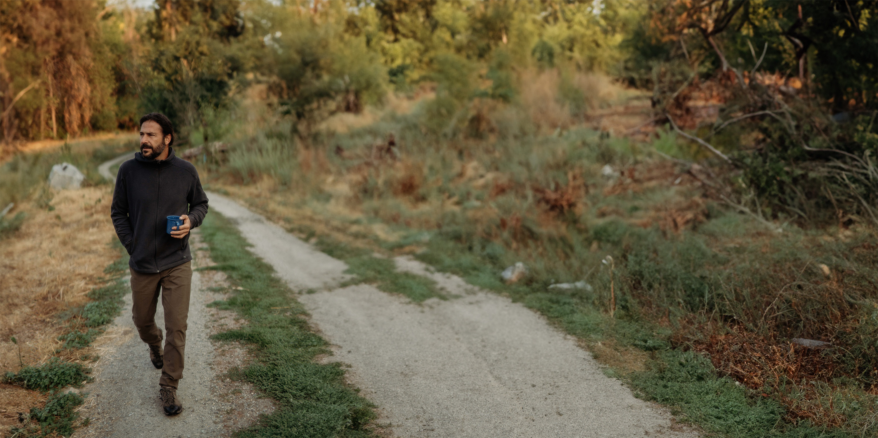 A man walking on the road