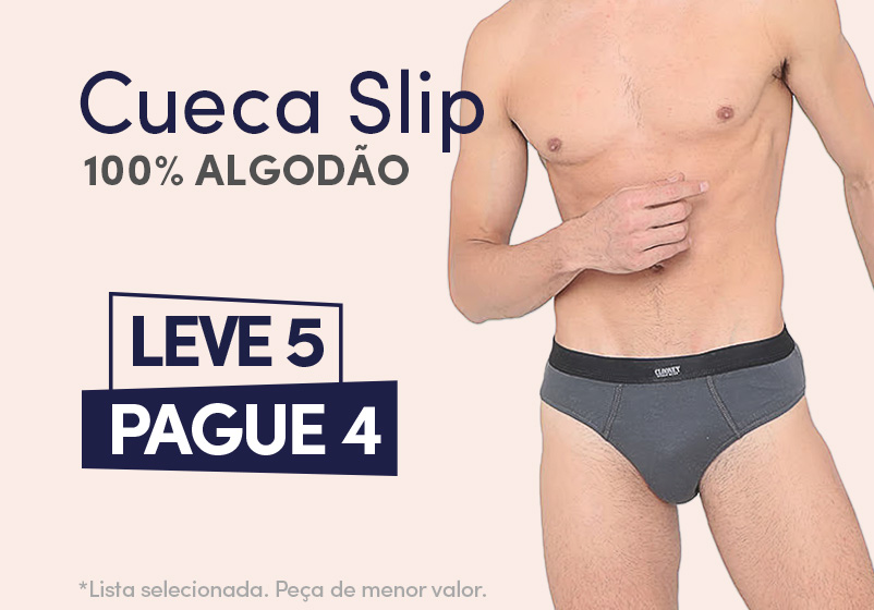 Cueca Slip 100% algodão Leve 5 Pague 4