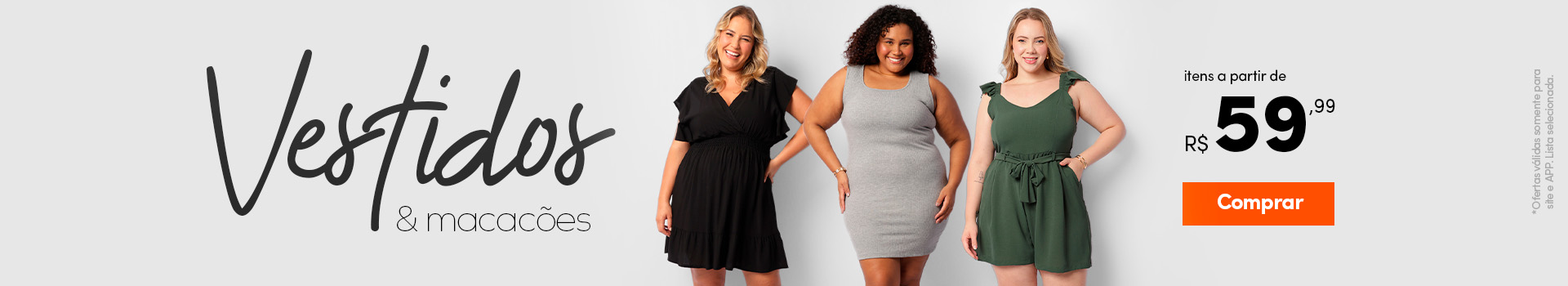 Vestidos Plus Size a partir de R$39,99