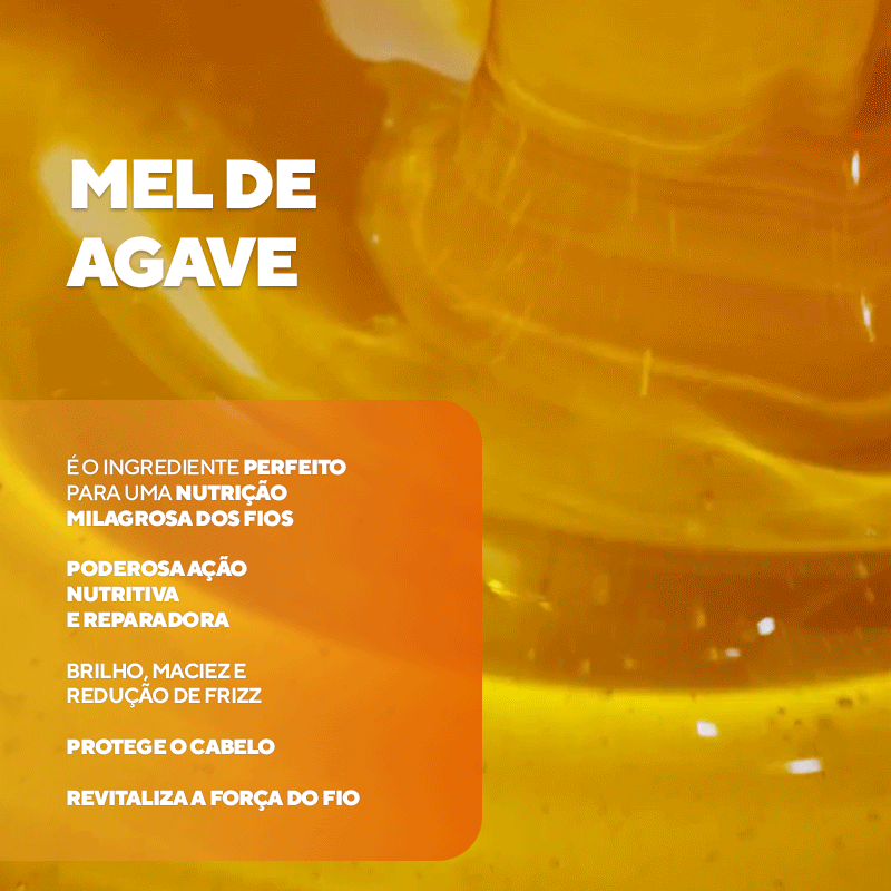 mel de agave, mel vegano, nutrição milagrosa dos fios, revitaliza força do fio, brilho, maciez, redução de frizz