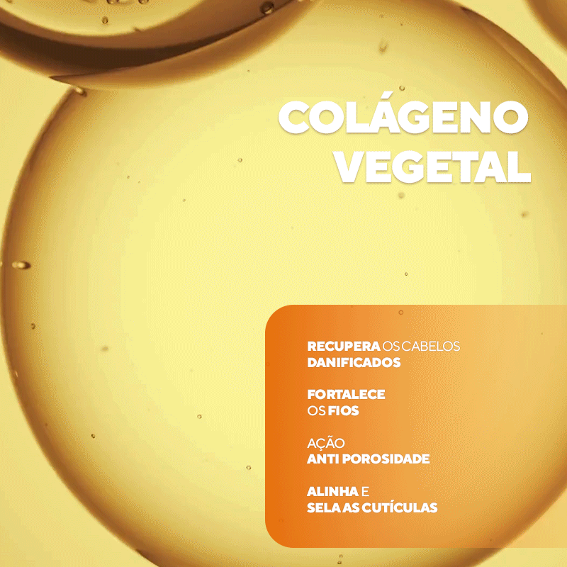 colageno vegetal, recupera fio danificado, fortalecimento dos fios, anti porosidade, alinha e sela cuticulas
