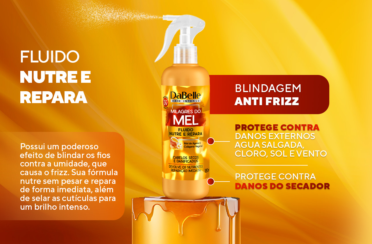 fluido nutre e repara, blindagem anti frizz, proteção dos fios