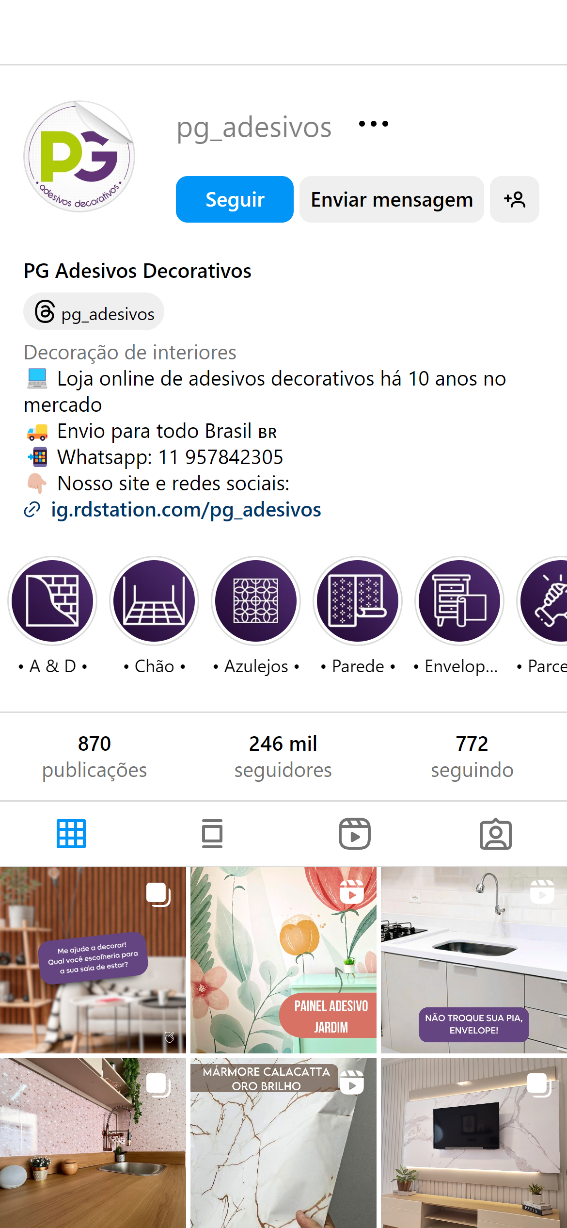 perfil do instagram