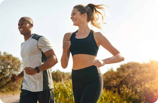 two person running